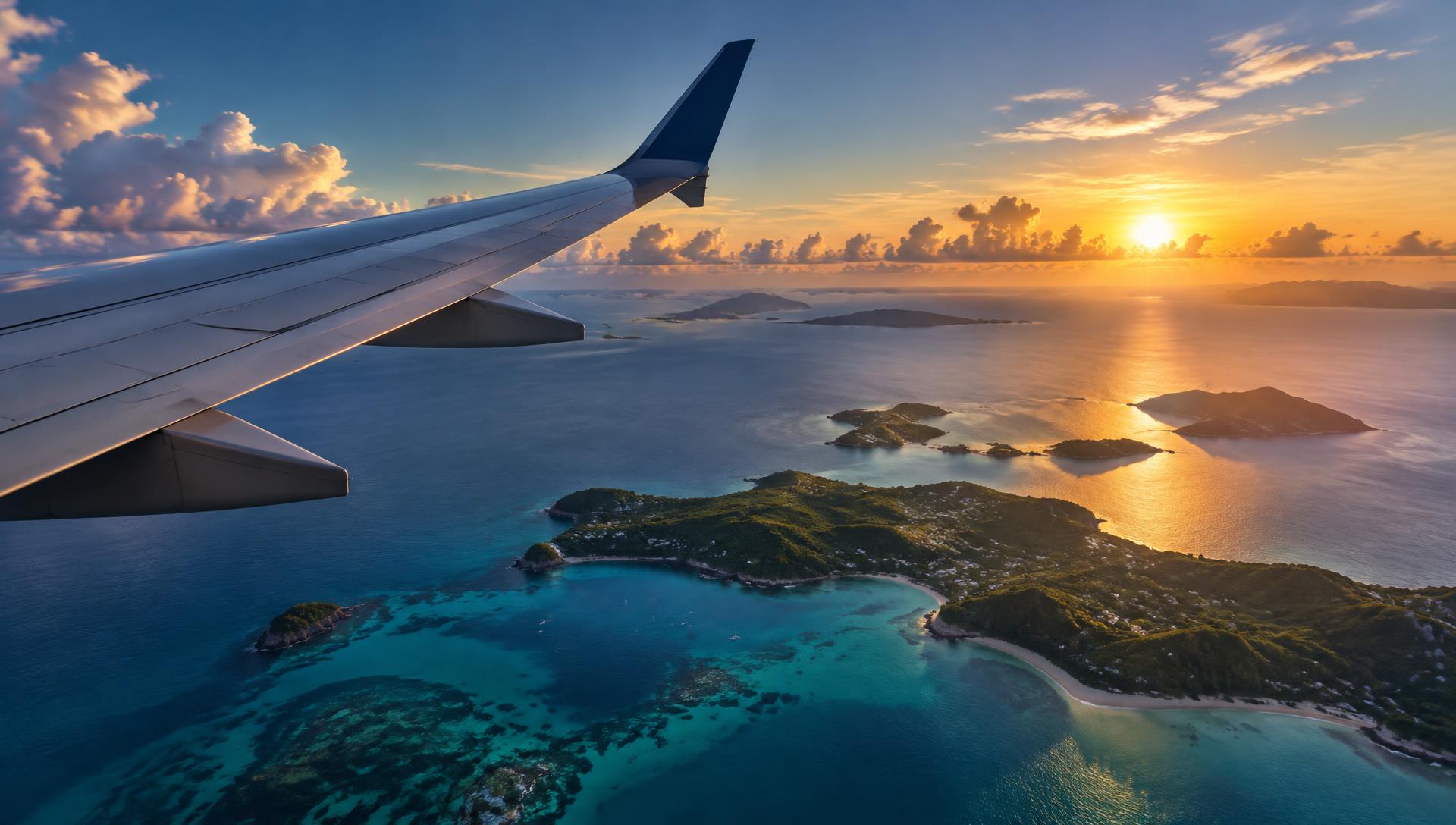 Vista aérea del Caribe desde un avión
